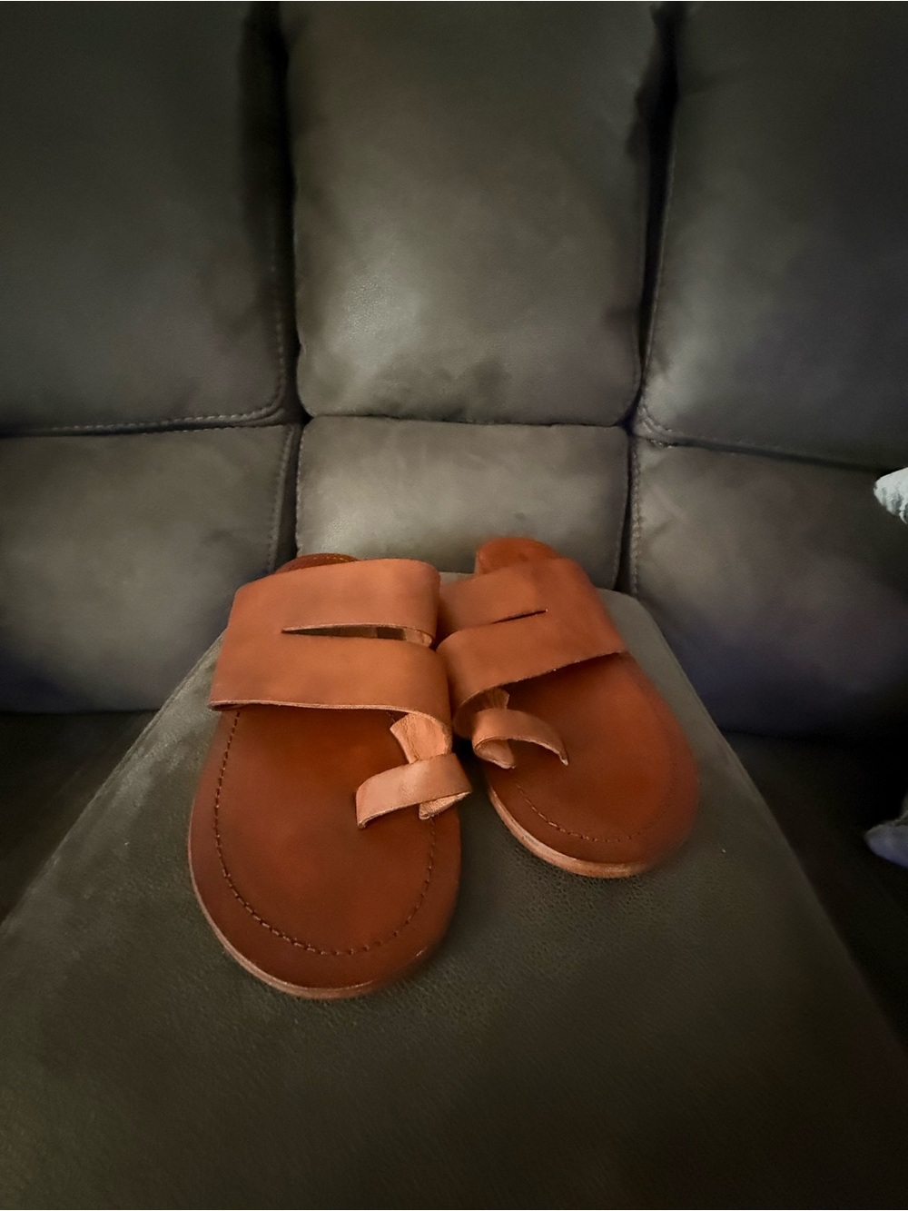 Free people Leather Slide Sandals in Tan size 9 - Picture 3 of 7